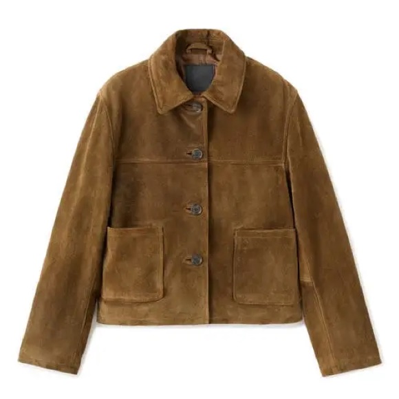 Mango Brown Suede Button-Up Jacket